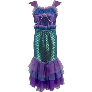 Teetot Mermaid Costume Dress Purple Teal Metallic Size 7-8 Dress Up Pretend Play